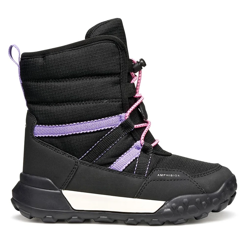 Geox Girls' J Trekkyup Girl B Ab Ankle Boot, Black Lilac, 6 UK