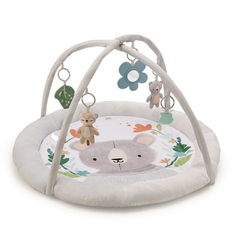 Kinderkraft COZYPLAY Baby Playmat, Educational Mat, Activity Play Gym, with Ajustable 2 Soft Toy Bars, Activity Toys, Machine Washable, Easy to Store, for Newborn, Suitable from Birth