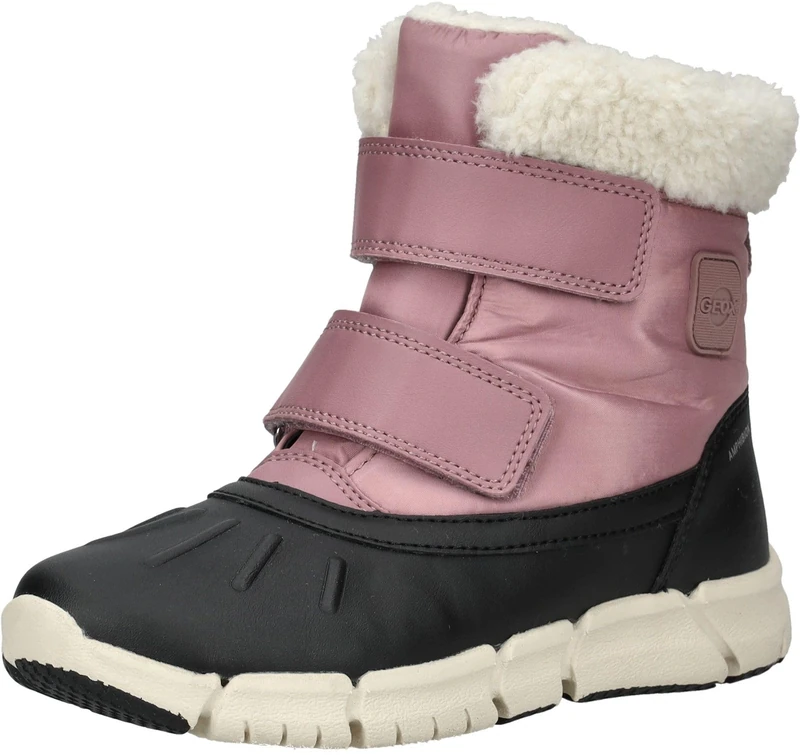 Geox Girls' J Flexyper Girl B Ab Ankle Boot, Antique Rose Black, 3 UK