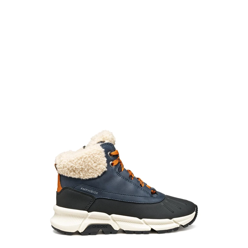 Geox Boys' J Flexyper Plus BoyAnkle Boot, Navy Dk Orange, 2.5 UK