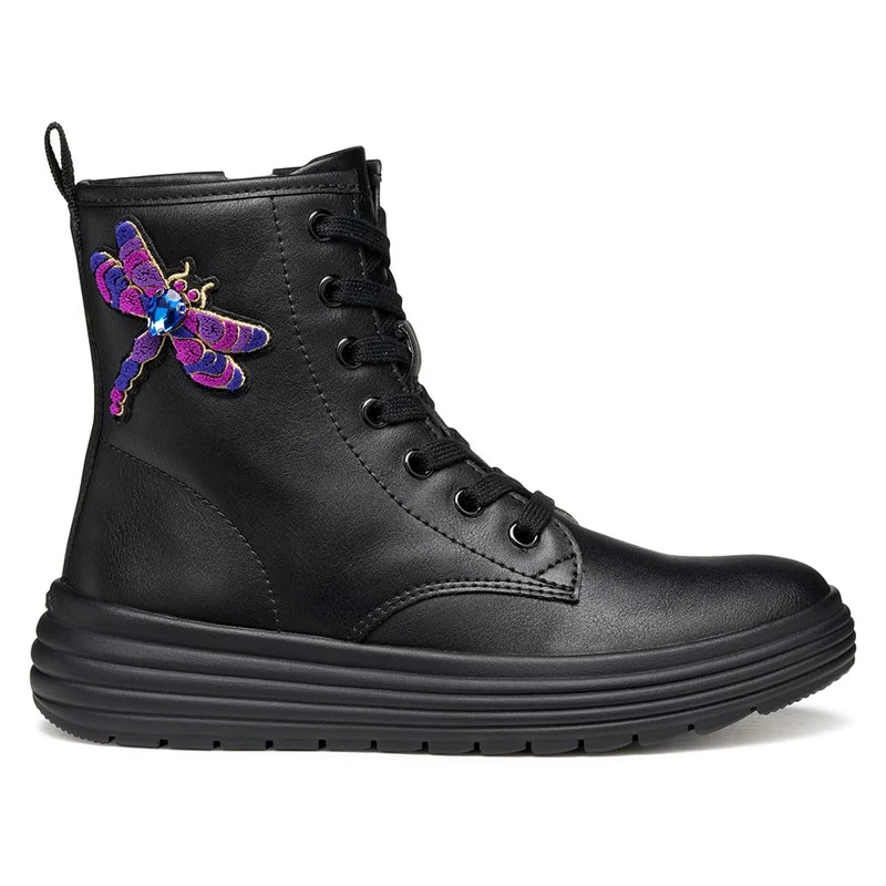 Geox Girls' J Phaolae Girl Ankle Boot, black, 4 UK