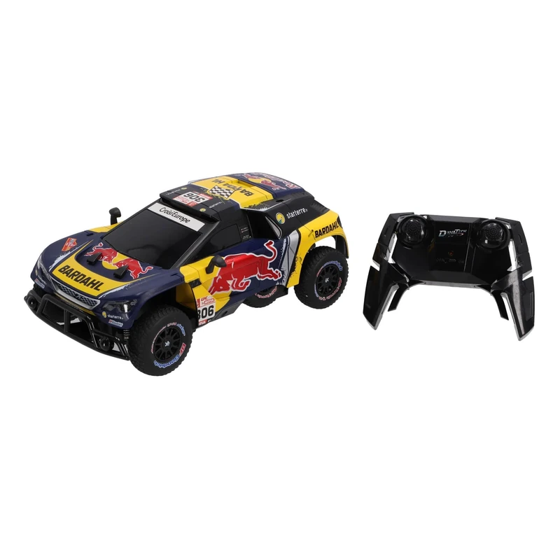 Dynatech Peugeot Red Bull Rally Car, Remote Controlled 1:16 R/C Car with 2.4 GHz, up to 15 km/h, Authentic Design, Weather-Resistant, Motor Sports Fun for Children and Adults