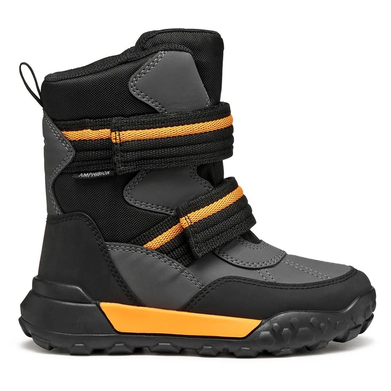 Geox Boy's J Trekkyup B ABX Ankle Boot, Grey/Orange, 2.5 UK