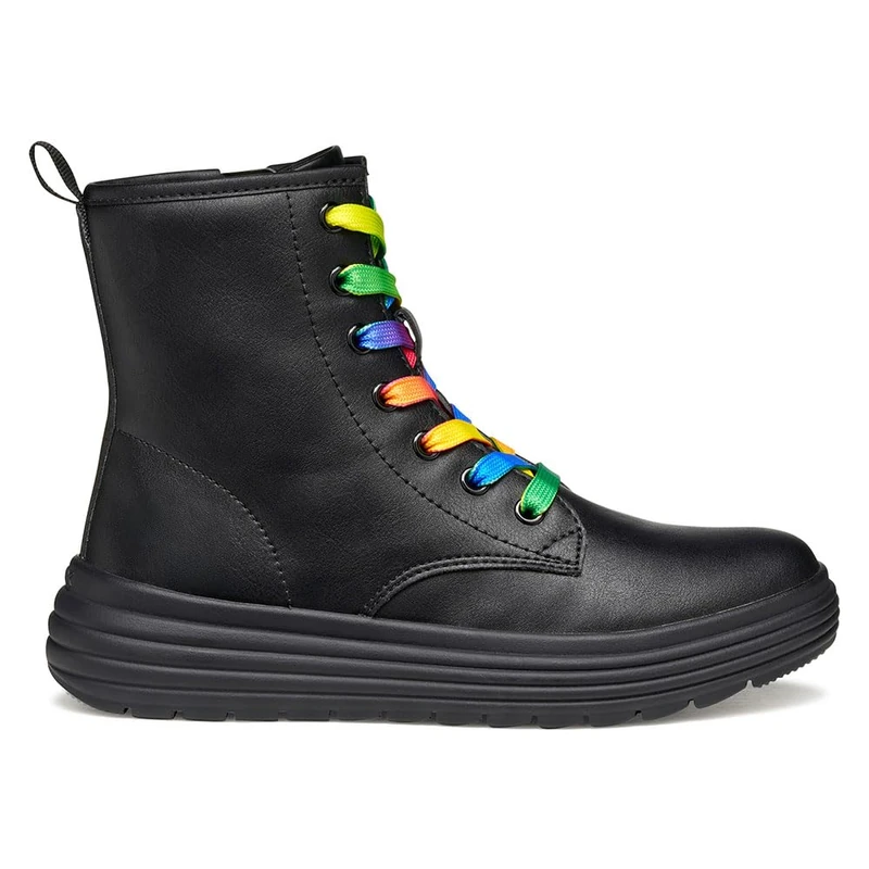Geox Girls' J Phaolae Girl Ankle Boot, Black multi-coloured, 5 UK