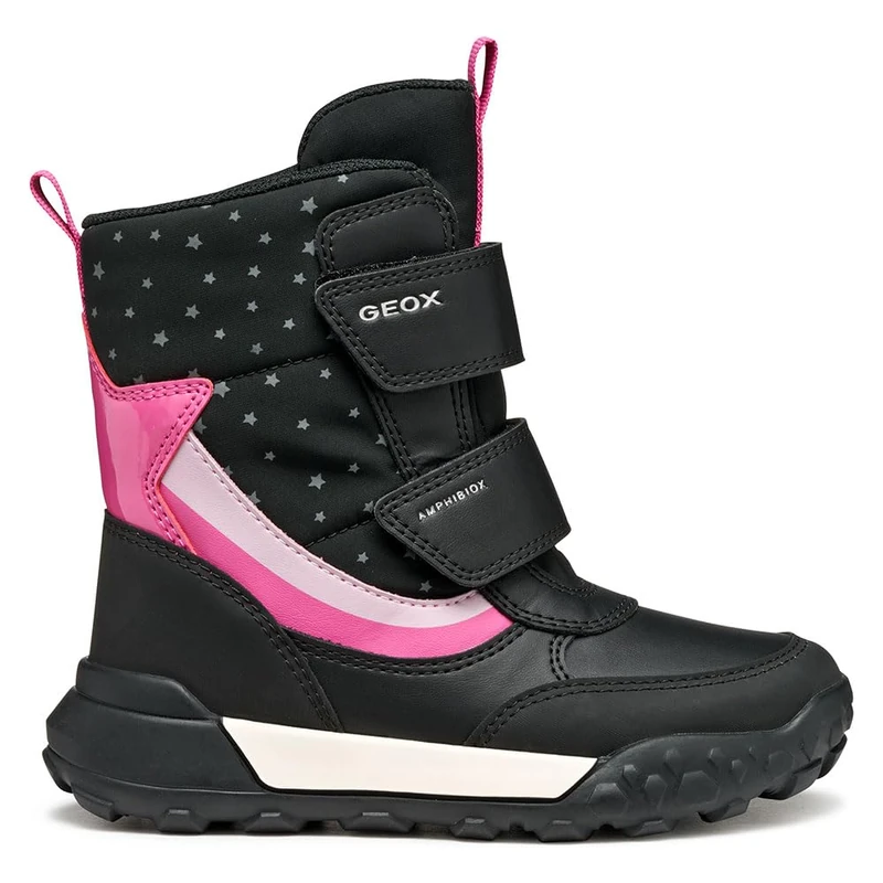 Geox J Trekkyup Girl B Ab Ankle Boot, Black Fuchsia, 6 UK