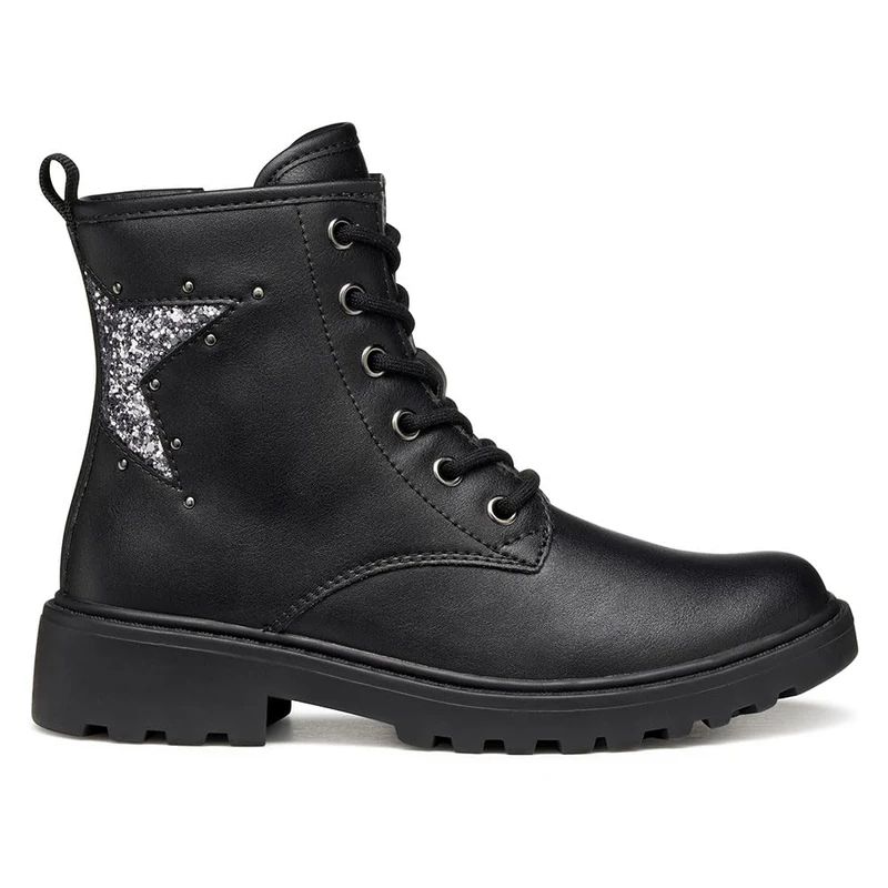 Geox Girls J Casey Girl Ankle Boots, Black Gun, 6 UK