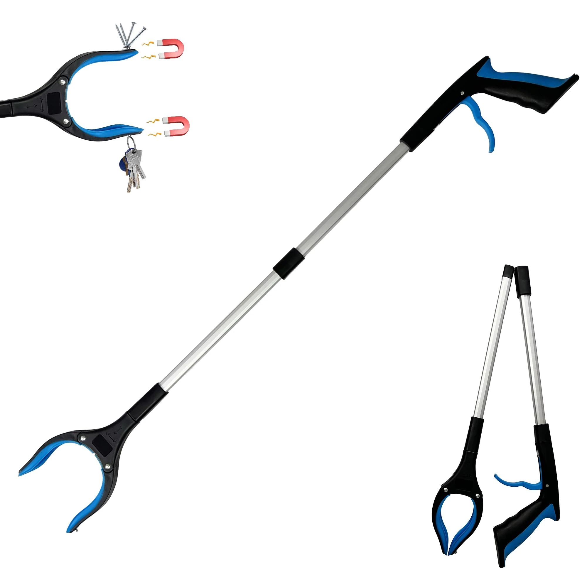 84cm Long Litter Pickers Grabber Stick, Helping Hand Grabber for Disabled, Elderly and Adults Heavy Duty Pick up Stick Grabber-Blue (1)