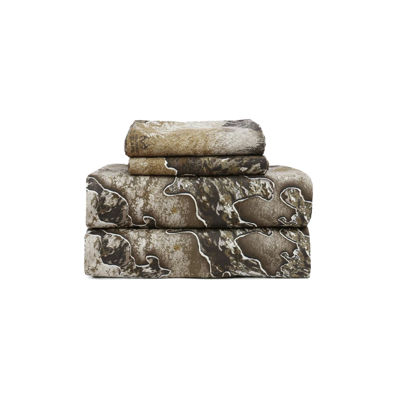 VISI-ONE Realtree Excape Full Camo 4 Piece Sheet Set – Lightweight, Cooling, Wrinkle-Free Microfiber 15" Deep Pockets Sheets, Unisex Rustic Western Farmhouse Style for Home, RVs, & Camping