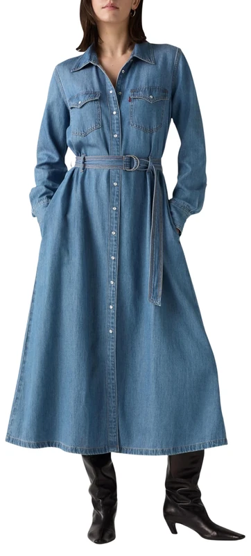 Levi's Quincey LS Maxi Dress Bright Mid Stone, Bright Mid Stone, M