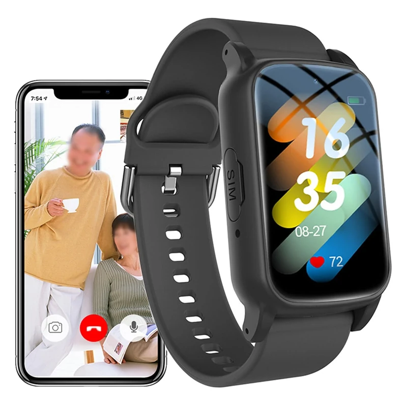 Weyot Elderly Alarm Reminder Smart Watch with SOS Emergency Button, Fall Detection Smartwatch for Seniors, Wristband Fall Alert Detection GPS Location Tracking,Black