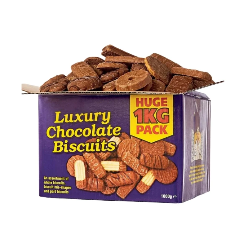 BROKEN CHOCOLATE BISCUITS ASSORTMENT 1KG - Box Of Broken Biscuits Bulk, Biscuit Box Selection | Chocolate Assortment, Chocolate Biscuit Bars | Multipack, Fun Size Bars