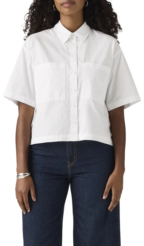 Levi's Harlie SS Cropped Shirt Bright White, Bright White, M