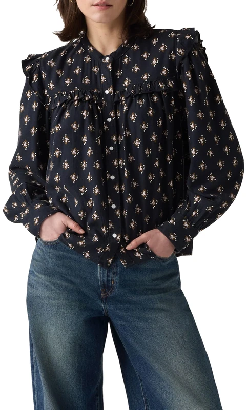 Levi's Gianna LS Blouse Yulia Floral V4 Dark Sa, Yulia Floral V4 Dark, XS - Image 1