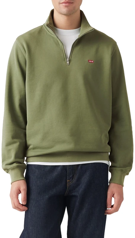 Levi's Men's Original Hm 1/4 Zip Sweatshirt, Moss Olive 0908736, M