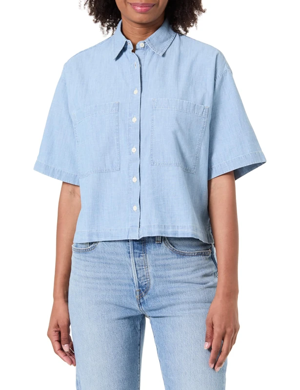 Levi's Harlie SS Cropped Shirt Brass Organ, Brass Organ, M