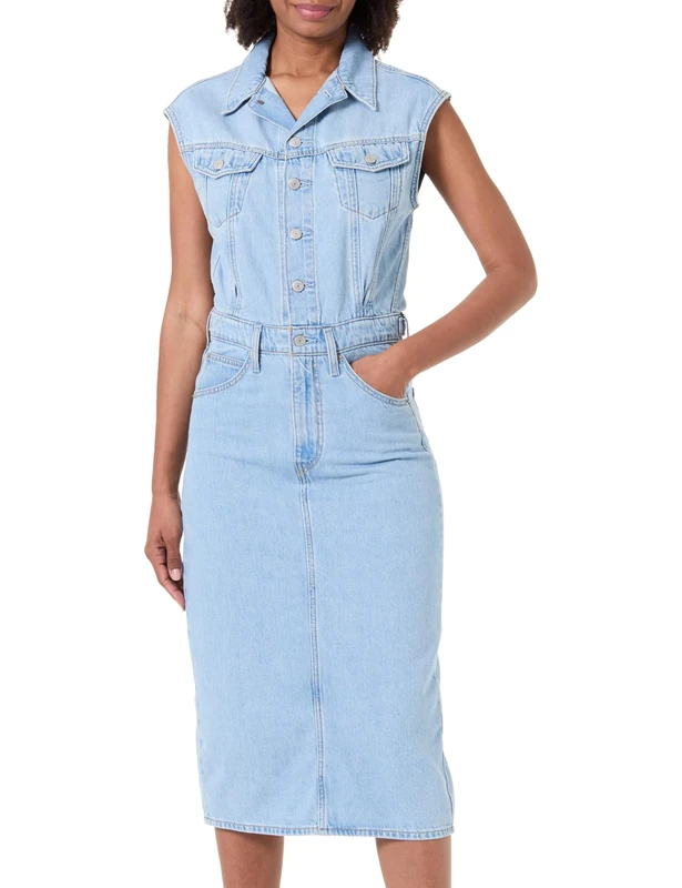 Levi's Women's Iconic Sleeveless Dress Casual Dress, Wrapped in Blue, L