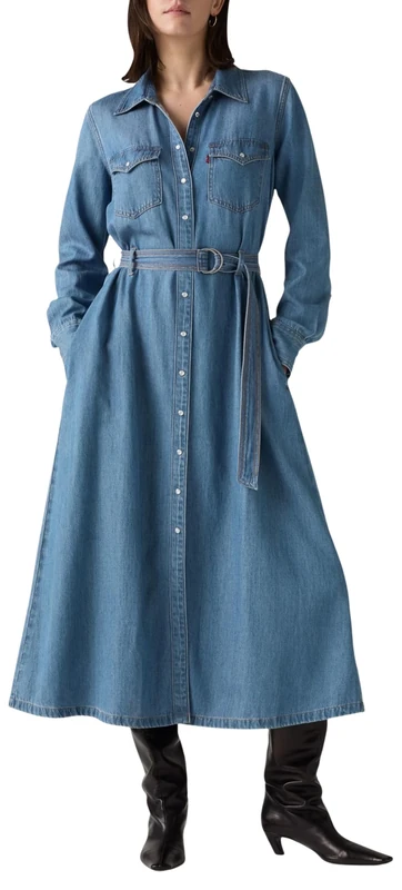 Levi's Quincey LS Maxi Dress Bright Mid Stone, Bright Mid Stone, S
