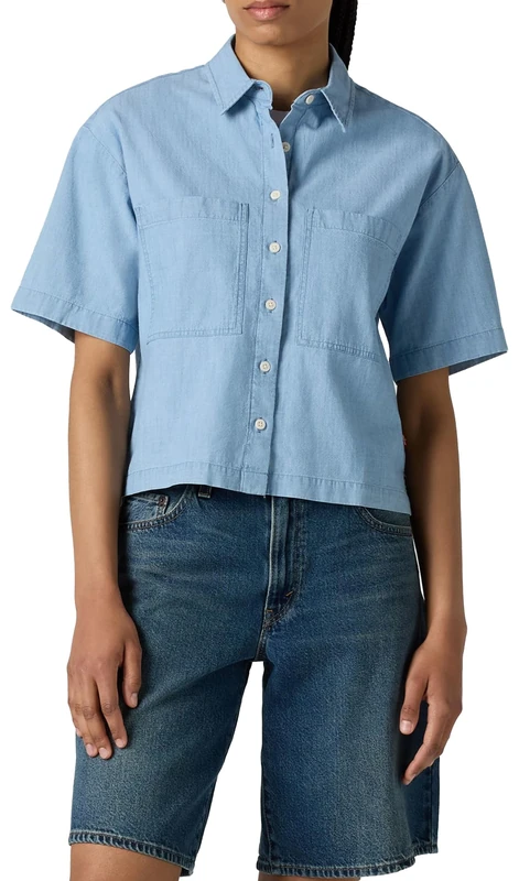 Levi's Harlie SS Cropped Shirt Brass Organ, Brass Organ, L