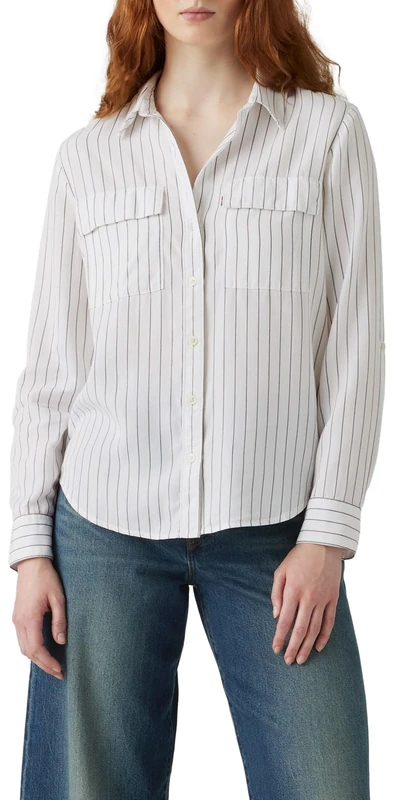 Doreen Utility Shirt Addie Pin Stripe V2, Addie Pin Stripe V2, S