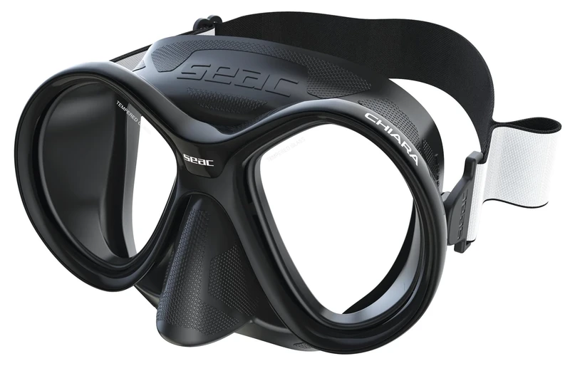SEAC Chiara, Double-glazed Mask in Tempered Glass for Diving and Snorkeling with 3D Buckle, with Fabric or Silicone Headboard