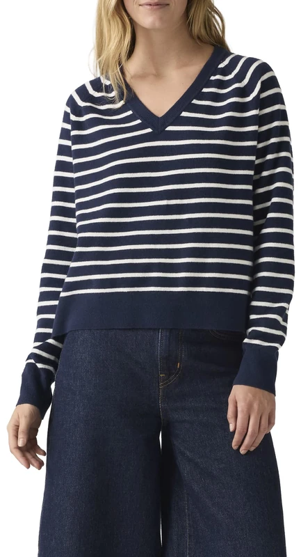 Levi's Tara Supersoft V-Neck Pullover Parisienne, Parisienne Stripe Pe, L