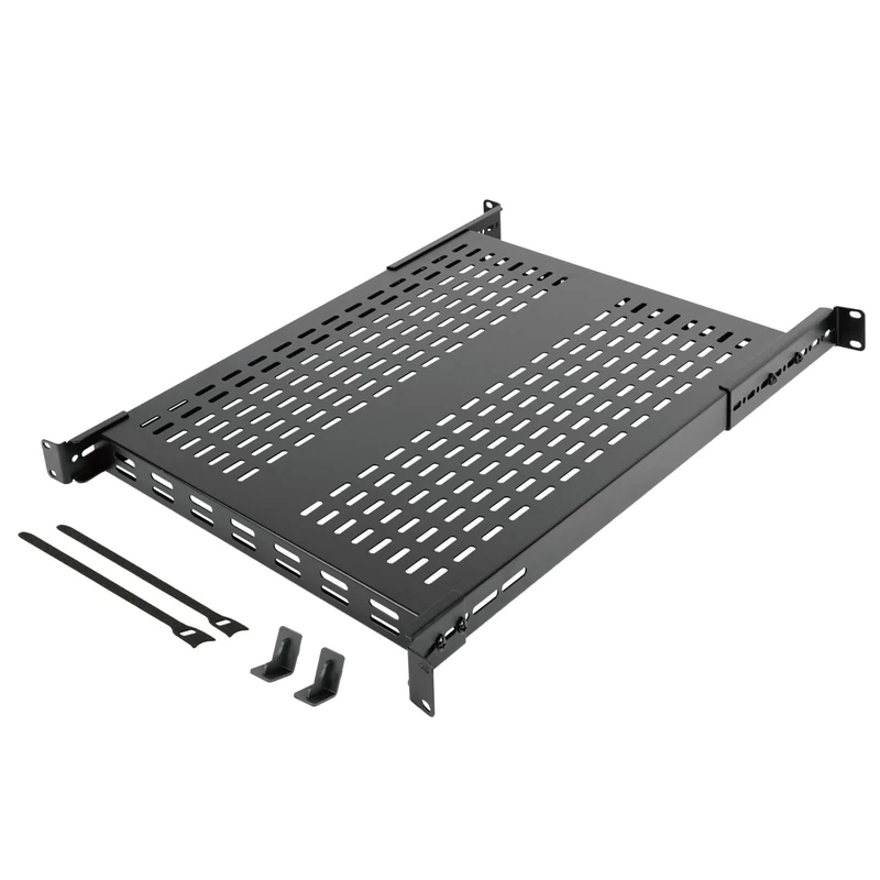Tecmojo 1U Adjustable Vented Server Rack Mount Shelf - 19.5" (495mm) -37.4" (950mm) Depth, Supports up to 242 lbs - Universal Tray for 19" AV/Network Equipment
