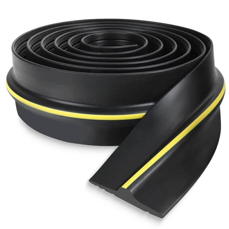 Garage Door Seal Universal Garage Door Seal Strip Heavy Garage Door Bottom Weather Stripping Rubber Seal Strip Garage Door Weather Seal Excluder Waterproof (Black Yellow, 80mm(W) x 18mm(H) x 3m(L))