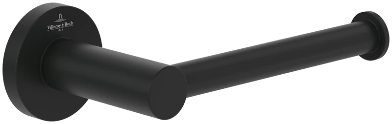 Villeroy & Boch Elements - Tender toilet roll holder without cover for wall installation, zinc, round, Matt Black