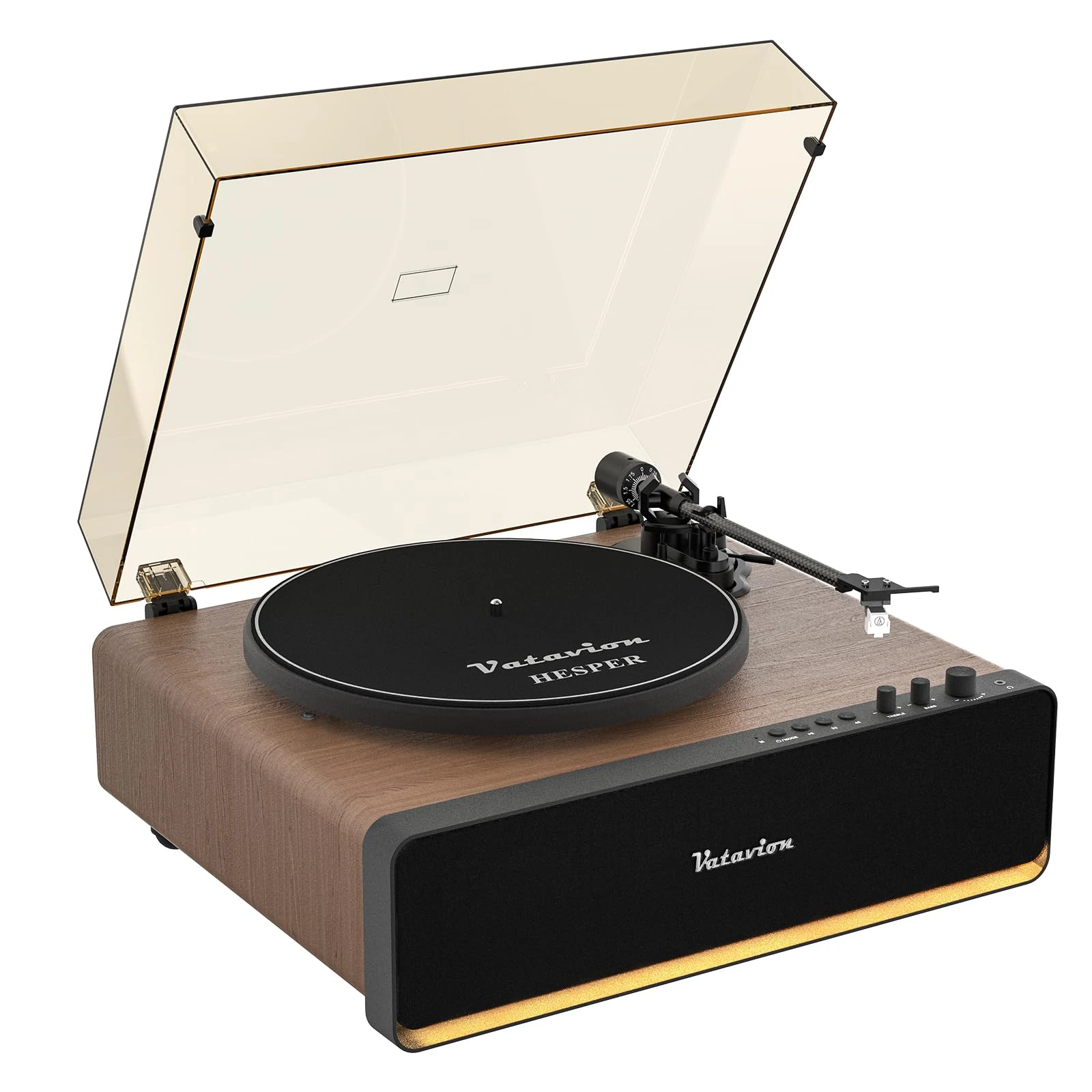 VATAVION All-in-One Vinyl Record Player with Speakers, High Fidelity Record Player for Records 33/45 RPM with Magnetic Cartridge AT-3600L, Retro Design Bluetooth Turntable, Auto Off,