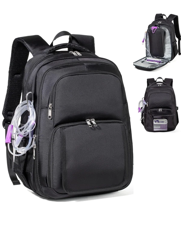 Improved Enteral Feeding Tube Backpack - Multifunctional Backpack for Adults, Black, L