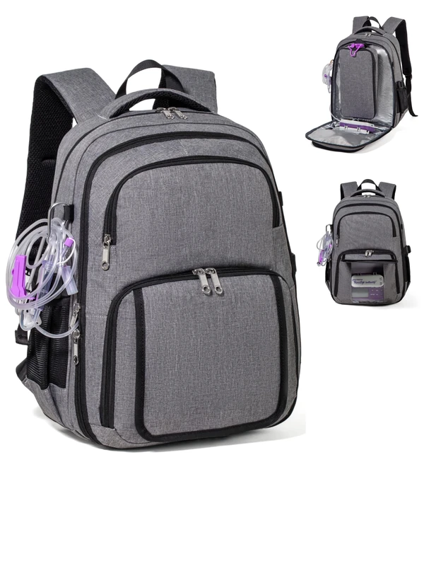 Grey2 Enteral Feeding Tube Backpack - Adults, L, Multifunctional Backpack with Pump Bags