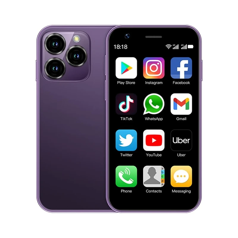 KIMBROLL New XS16 Unlocked 4G Mobile Phone 2GB RAM 16GB ROM 3.0 inch HD Dual sim cellphone Android 10.0 quad-core Dual Camera 2000mAh Battery Wifi Bluetooth Mini Smartphone (purple, 16, GB)