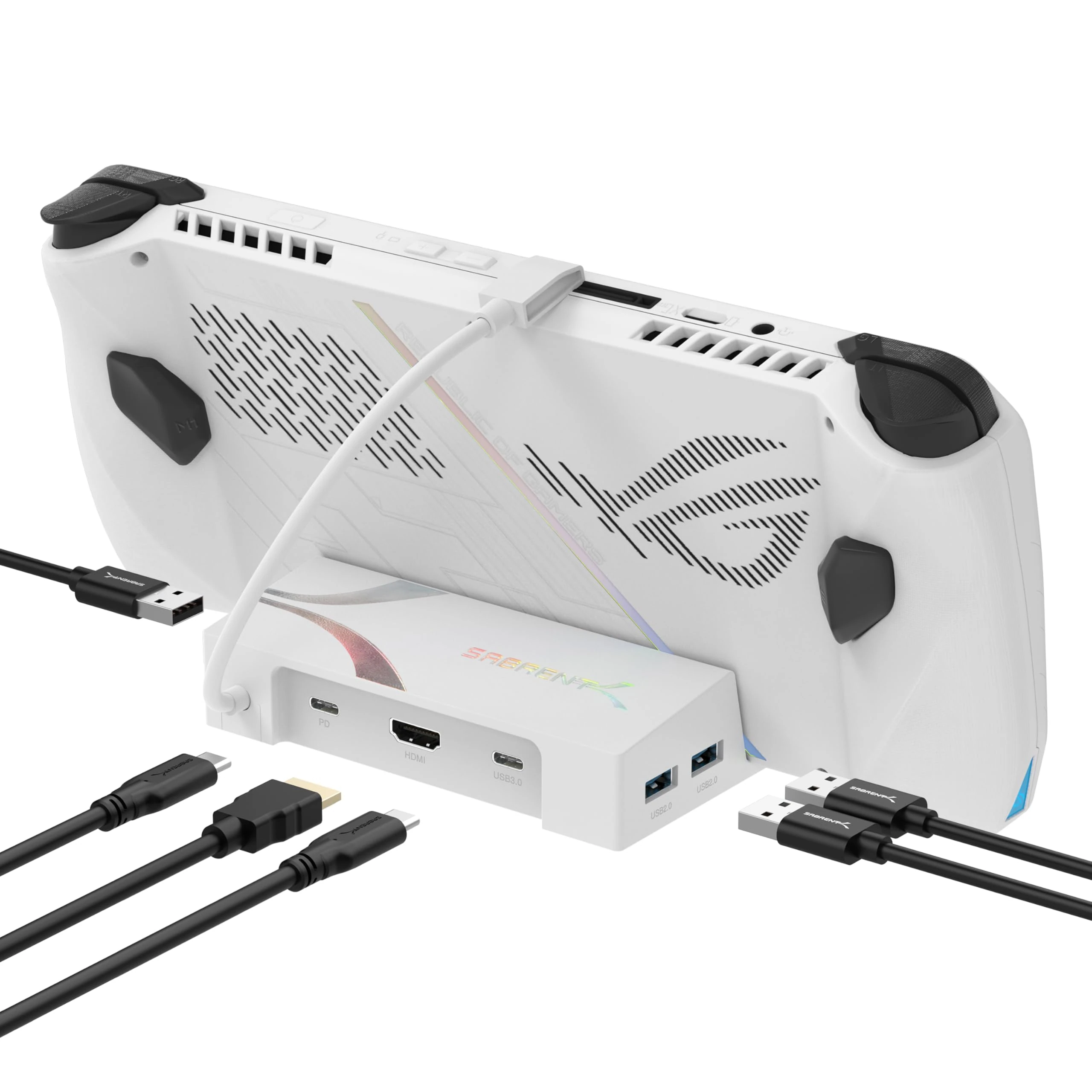 SABRENT Docking Station for Asus ROG Ally, 6-Port USB Type-C, 4K@60Hz HDMI, 5Gbps USB Ports, Power Delivery, Compact Design for Gaming (DS-RA6P)