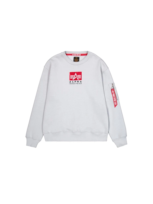 Alpha Industries Men's Satin Logo Sweatshirt, Pastel Grey, M