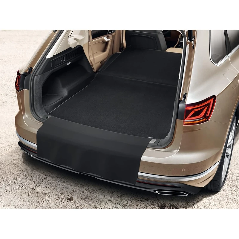 Volkswagen Trunk Mat Double-Sided Velour/Plastic, 102x108 cm, Black Satin, for VW Touareg 3 (CR) from 2018 - Image 1