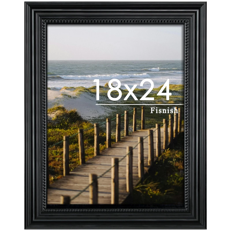 Fisnish 18x24 Picture Frame, Vintage Black 18 x 24 Poster Frame with HD Plexiglass Durable for Horizontal or Vertical Wall Mounting, 1 Pack