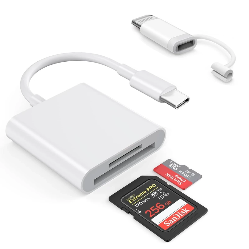 1pcs SD Card Reader for iPhone iPad,SD to USB C Adapter,USB C SD Card Reader for MicroSD/SD,2 in 1 SD/TF Camera Memory Card Compatible with iPhone/iPad/Macbook/Android Phones/Camera,Plug and Play