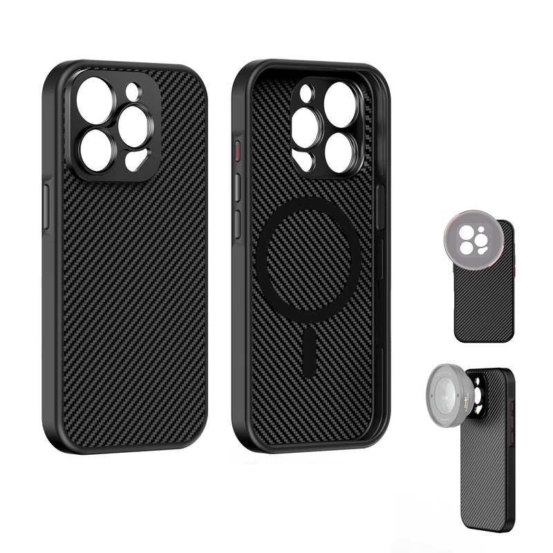 FREEWELL Pro Filmmaker Case for iPhone 15 Pro - 17mm Lens Slot & Magnetic Filter Support Black