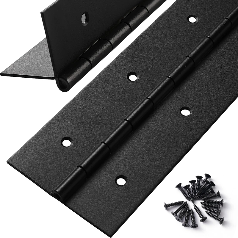 2 Pcs Heavy Duty Piano Hinge 24 Inch x 3 Inch Width, True 0.060'' Thick Stainless Steel Black Piano Hinge for Heavy Duty Cabinet, Door, Toolbox, Wooden Box, Metal Plate, Furniture, Industrial Project