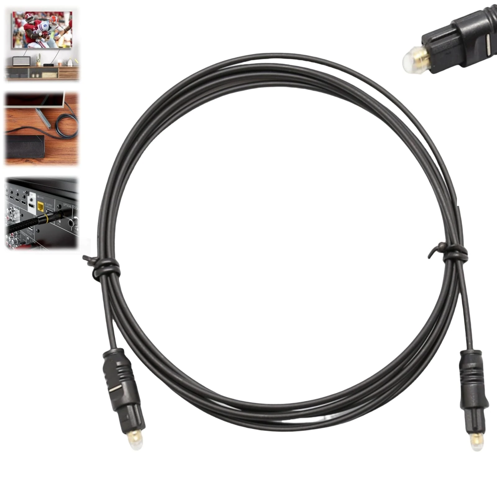 Jinjiar 1.5M Digital Optical Audio Cable - Metal Fiber Cable for Soundbar to TV and Speaker