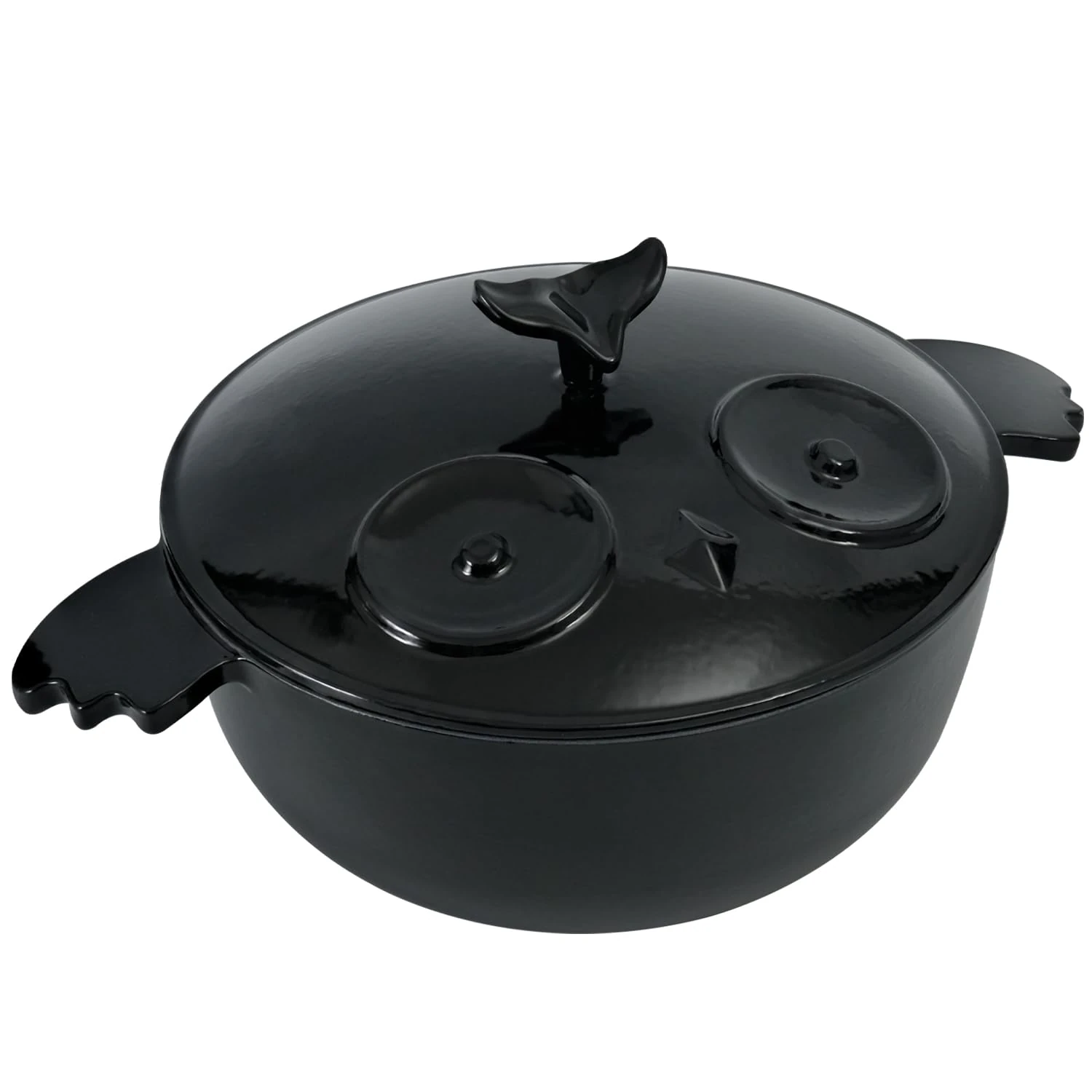 Flavehc Owl Shaped Cast Iron Dutch Oven with Lid 5 qt Enameled Dutch Oven for Bread Baking,Black