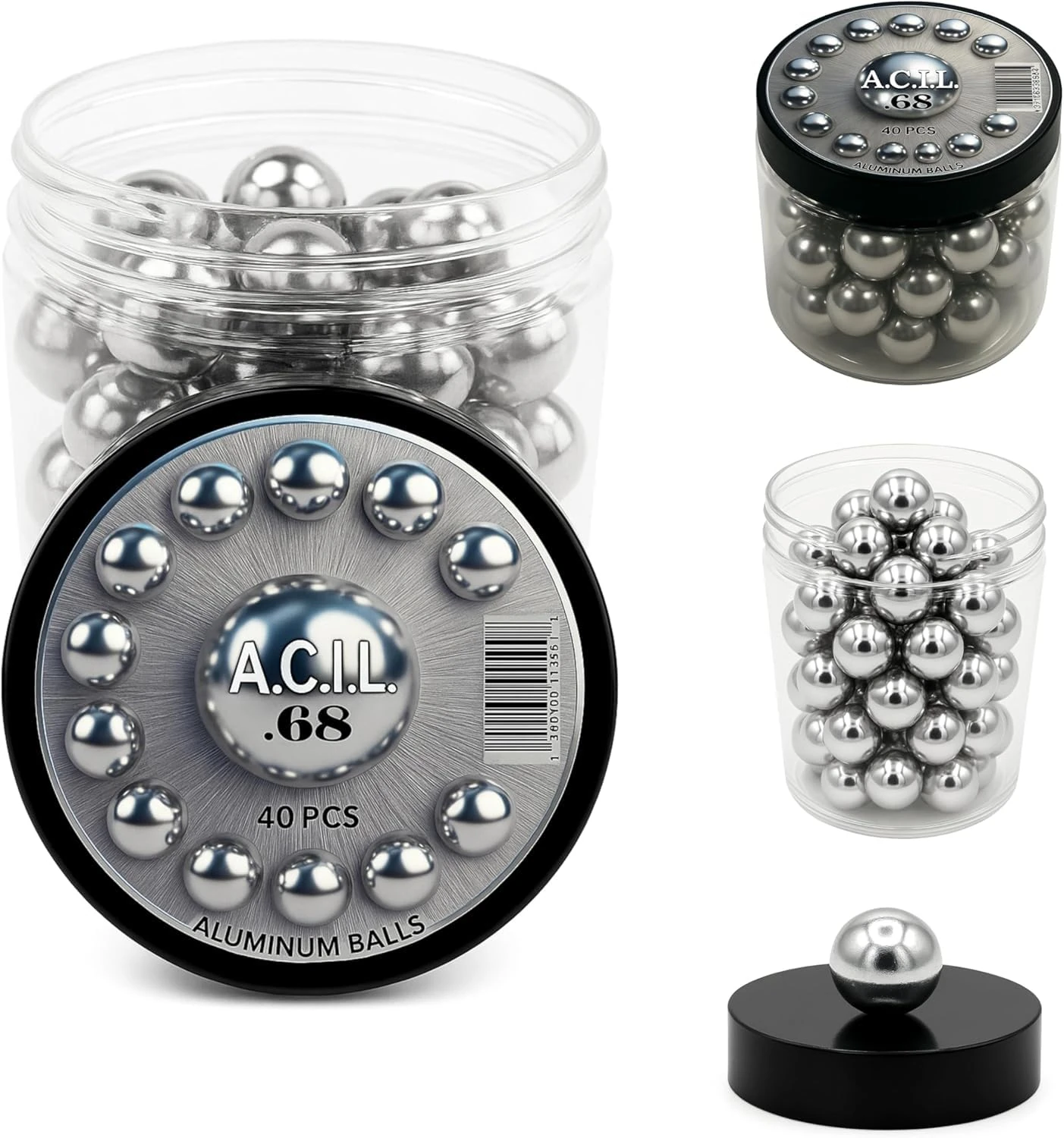 Aluminium Balls .68 Cal. Solid Resuable Paintballs Powerballs for Target Practice, Training and Defense Pistols in 68 Caliber (40 pcs)