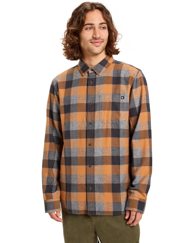 Quiksilver Sweater Motherfly Plaid LS Shirt Men's Brown XXL