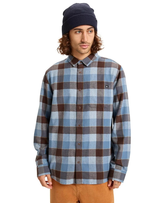 Quiksilver Sweater Motherfly Plaid LS Shirt Men's Blue M