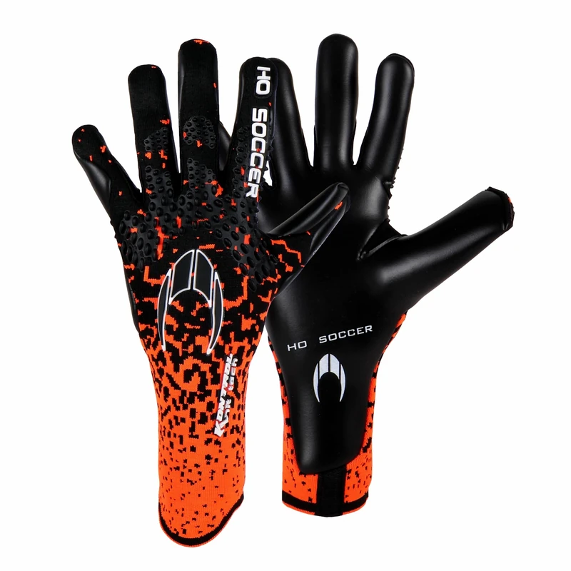 HO Soccer Premier Knit Tech Club Orange Goalkeeper Gloves, Unisex Child, Orange/Black 6