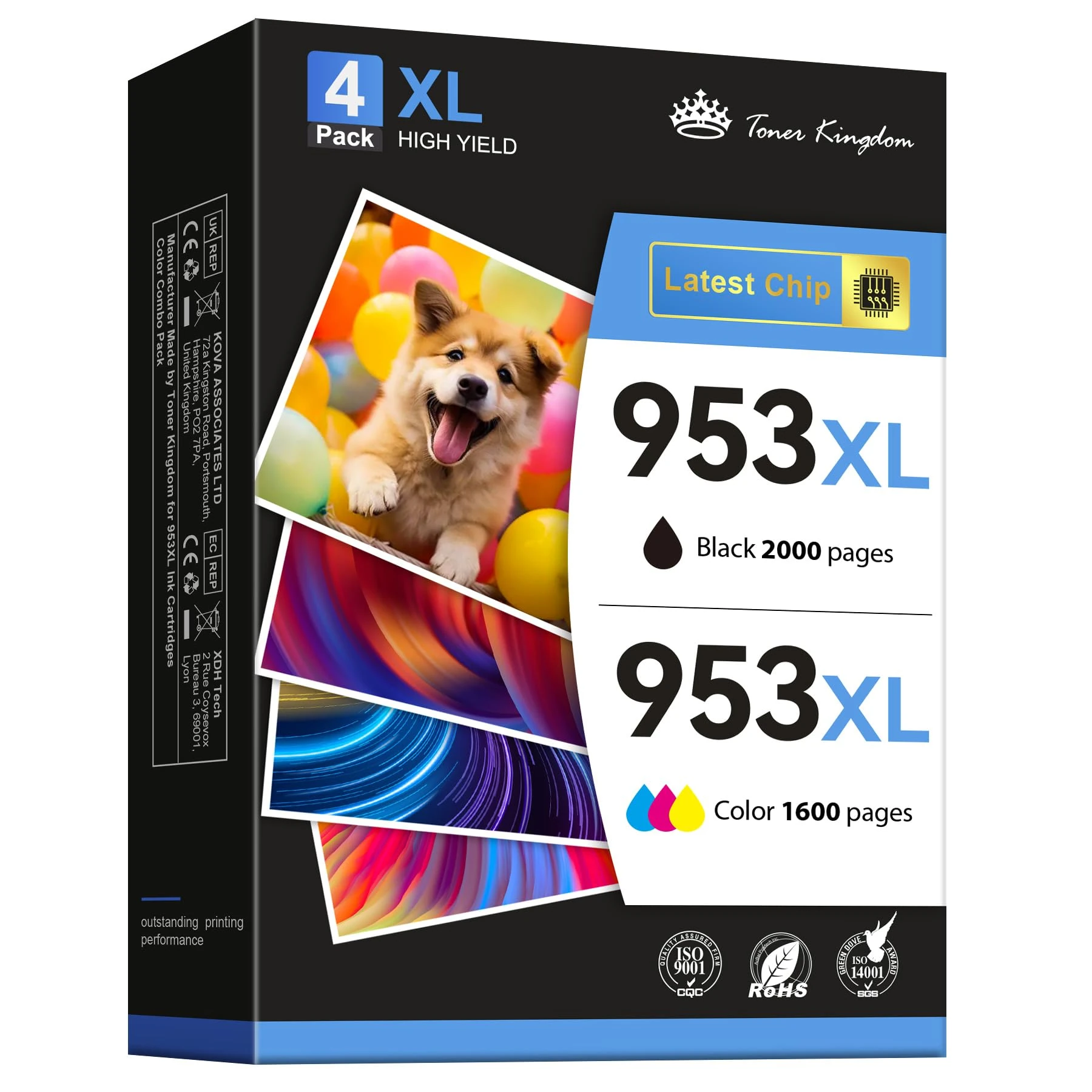 Toner Kingdom 953 XL 953XL Ink Cartridges Multipack Remanufactured for HP 953XL Ink Cartridges Compatible with HP Officejet Pro 7720 7740 7730 8710 8720 8210 8715 8725 8730 (Black Cyan Magenta Yellow)