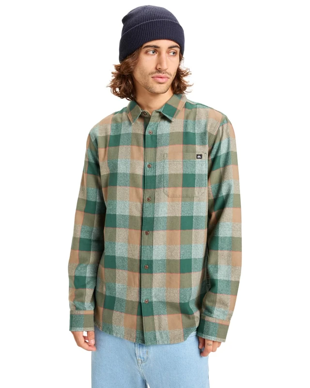 Quiksilver Sweater Motherfly Plaid LS Shirt Men's Beige M