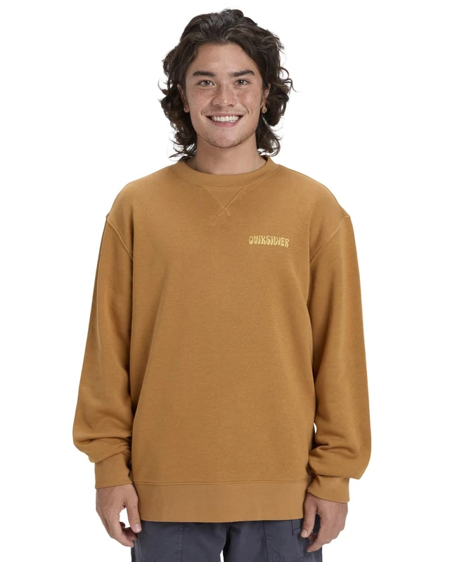 Quiksilver Fleece sweater SALT WATER GRAPHIC CREW Men's Brown S