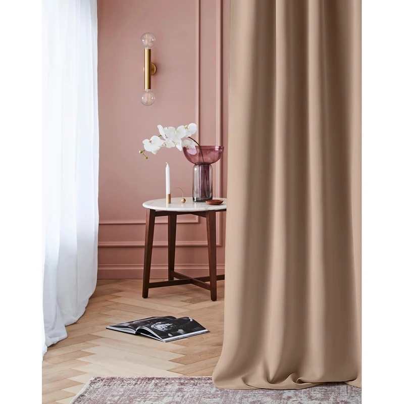 ROOM99 Laurel Curtain with Eyelets, 180 x 280 cm, Width x Height Sliding Curtains, Living Room, Bedroom, Cream, Pack of 1