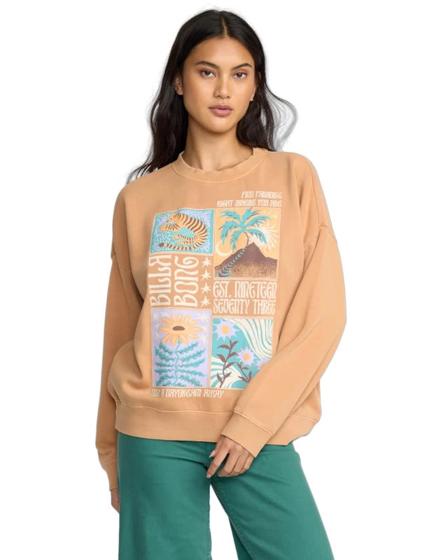 Billabong Fleece sweater ECHO CREW FLC Women's Beige L